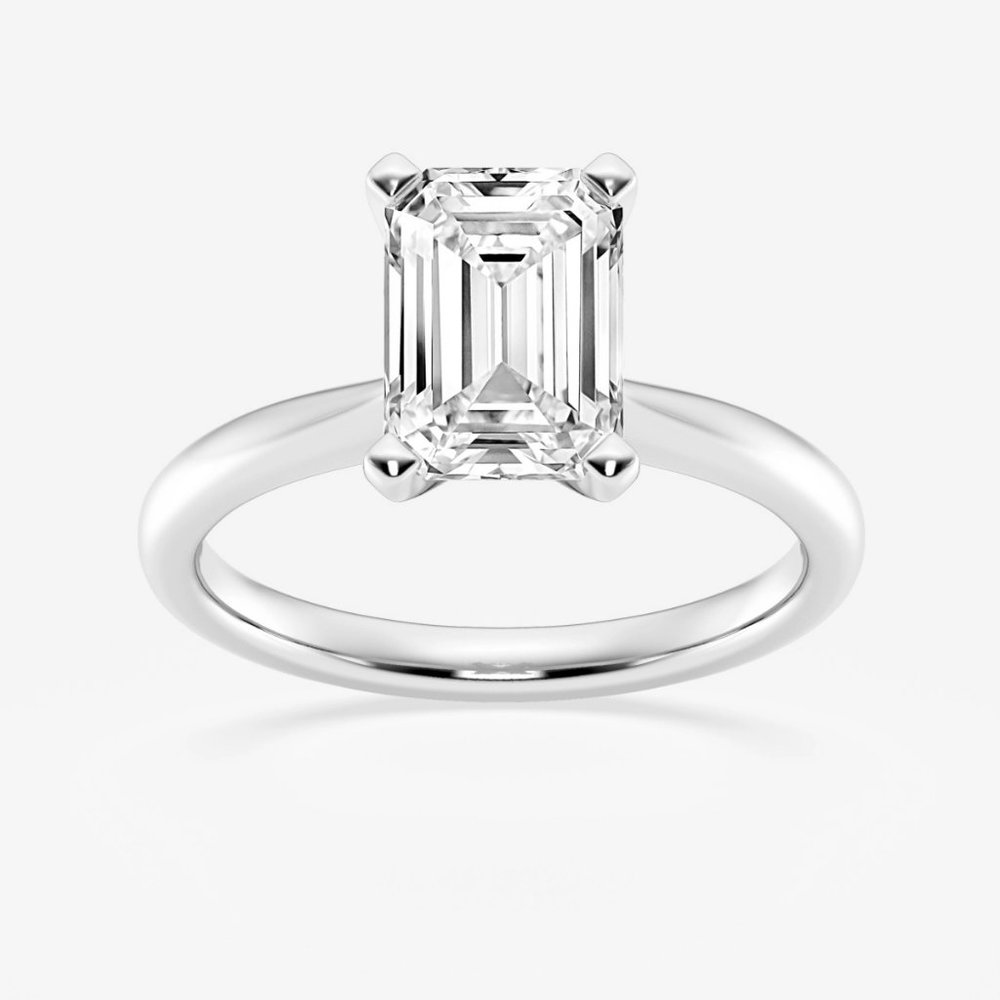 2 ctw Emerald Lab Grown Diamond Petite Solitaire Engagement Ring